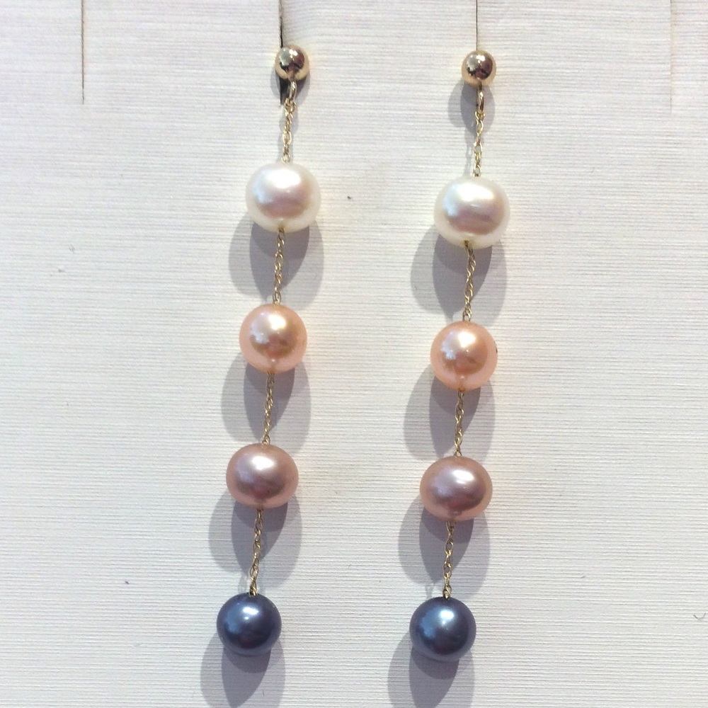 EFFY 14k yellow gold multi color pearl earrings